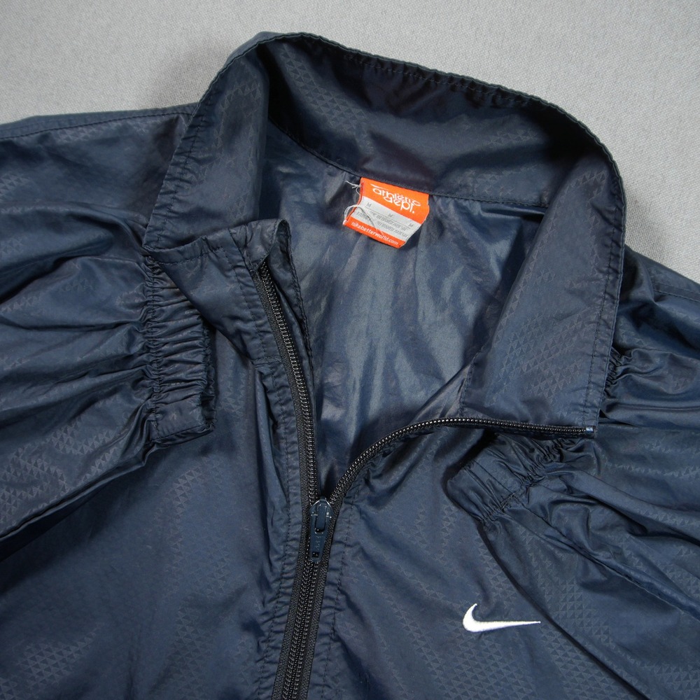 VTG Y2K Nike Micro Pattern Zip Men Track Jacket M Gray Tag Retro Lightweight